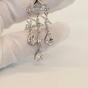 NWOT 925 Sterling Silver Cubic Zirconia White gold plated necklace